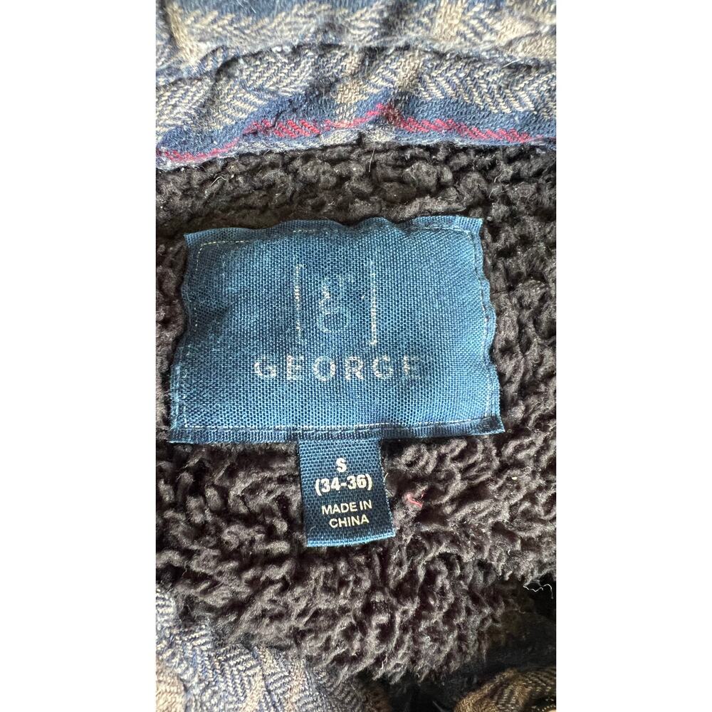 🪵 Vintage 90s George Quilted Flannel Shirt Jacket Sherpa Lined – Men’s Small - Picture 4 of 4